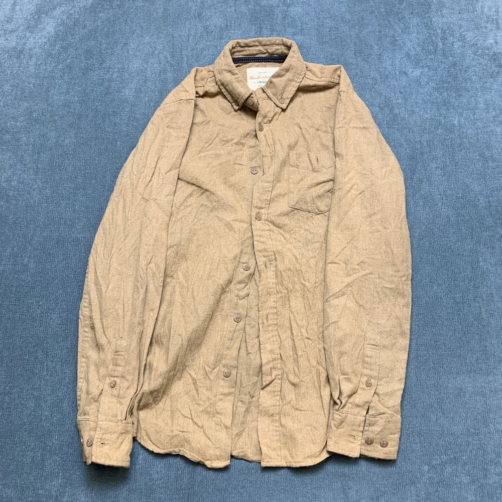Weatherproof Vintage Shirt Mens Large Tan Long Sleeve Chest Pocket Button Down